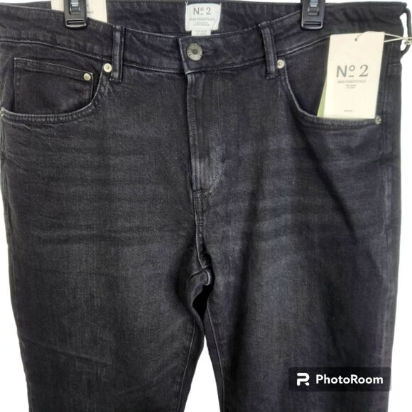 NEW H&M No. 2 Regular Fit Stretch Whiskered Front Ashy Black Jeans 38x32 - Picture 3 of 7